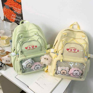 リュックサック レディース メンズ スクールバッグ 韓国 小さめ ナイロン 透明 かわいい 大学生 高校生 旅行 鞄 カバン バックパック イエロー グリーン ホワイト グレー ブラック
