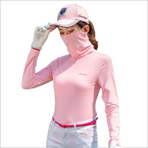 【セール!10倍ポイント配布中♪】uvカット ゴルフウェア 長袖 レディース 冷感 インナー 夏 ゴルフシャツ インナー ゴルフ ウェア 接触冷感 ハイネック フェイスカバー付き トップス 日焼け