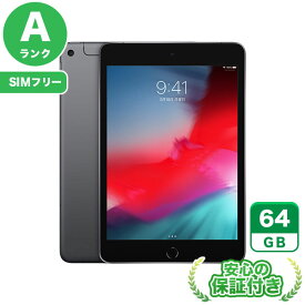 SIMフリー iPad mini 第5世代 スペースグレイ64GB 本体[Aランク] iPad 中古 送料無料 当社3ヶ月保証