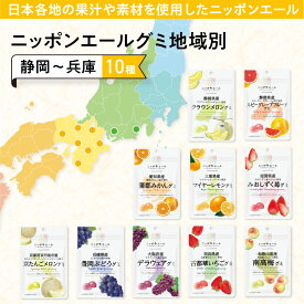 ニッポンエール グミ 地域別 （静岡～兵庫） 10種 国産果汁 使用 セット ギフト お菓子 おやつ 果汁グミ 国産 果汁 静岡 愛知 三重 滋賀 和歌山 京都 大阪 奈良 兵庫 梅 メロン みかん レモン 苺 デラウェア いちご ぶどう