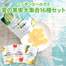 ニッポンエール グミ 夏の果実セット16種 国産果汁 使用 セット ギフト お菓子 おやつ 果汁グミ 国産 果汁 ハスカップ 夕張メロン 和ハッカ ルビーロマン すだち マンゴー ハニーローザ パイナップル シークワーサー デラウェア 桃 西瓜 ルビートマト パッション 詰合せ