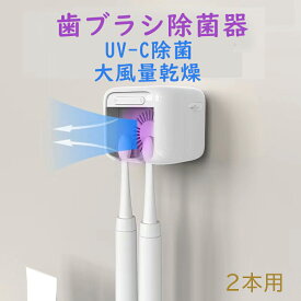 歯ブラシ除菌器【UV除菌+大風量乾燥】壁掛け式 カビ防止 歯ブラシ収納ホルダー/ケース 静音 UBS充電式 ひとり暮らし 歯ブラシ スタンド 歯ブラシ掛け 自動タイマー 自動電源オフ機能 収納便利 電動歯ブラシ対応 家族用 2本対応 日本語取扱説明書付き
