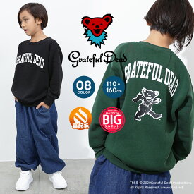 GRATEFULDEAD 裏起毛トレーナー キッズ 子供服 男の子 女の子 グレイトフルデッド スウェット スエット ビッグシルエット ビック BIG おしゃれ かわいい 暖かい 冬物 冬服 秋物 秋服 ジュニア 110cm 120cm 130cm 140cm 150cm 160cm「GF45-02」