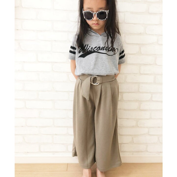 【799円均一】キッズ パンツ ワイドパンツ ジョガーパンツ 八分丈 8分丈 子供服 女の子 ガールズ 無地 ベルト ジュニア 韓国子供服 110cm 120cm 130cm 140cm 150cm 160cm「220-37」 ZI-ON キッズ 服 オールインワン 140 女の子 ワイドパンツ リゾート バタフライ