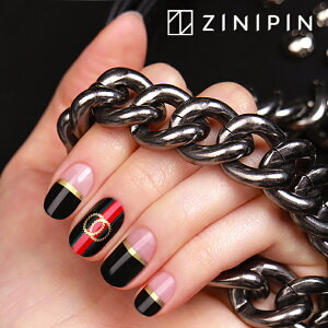 ジニピン ZINIPIN ネイルシール 貼るだけ 完成 簡単 【ゴージャス】 ジェルネイルシール ハンドネイル セルフネイル 赤 黒 ワゴン 時短 トレンドキラキラ 女子 大人 おしゃれ 手 爪 貼る 韓国 KA