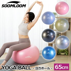 SOOMLOOM ヨガボール バランスボール 65cm フットポンプ付き 空気入れ セット アンチバースト 椅子 体幹トレーニング ダイエット器具 ダイエット バランス エクササイズ インナーマッスル