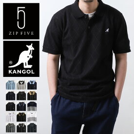 KANGOL ポロシャツ メンズ 半袖 半袖シャツ ワンポイント ゴルフウェア チェック柄 カンゴール zipfive ジップ (kgaf-0305) ＃