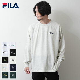 【6月中エントリーでポイント5倍!】FILA フィラ Tシャツ メンズ カットソー ロンT クルーネック ドロップショルダー ビッグシルエット 筆記体 ロゴ刺繍 ワンポイント ZIP ジップ 春 春服 メンズ(fh8110)