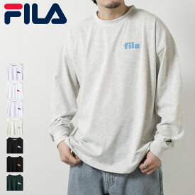 FILA フィラ Tシャツ メンズ カットソー ロンT クルーネック 長袖 ワンポイント カレッジロゴ ロゴプリント ビッグシルエット ZIP ジップ 春 春服 メンズ(fh8111)