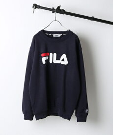 FILA トレーナー メンズ レディース 裏起毛 スウェット メンズ クルーネック 長袖 ロゴ プリント ロゴプリント ストリート ビッグシルエット フィラ ZIP FIVE ジップファイブ (fh7571)