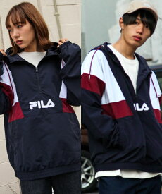 FILA アノラック メンズ レディース 男女兼用 ナイロンジャケット メンズ ジャケット ライトアウター ブルゾン プルオーバー ハーフジップ ナイロン スポーティ 防風 ZIP FIVE ジップファイブ ウィンドブレーカー 春 アウター 春服 秋 秋服(fh7634)