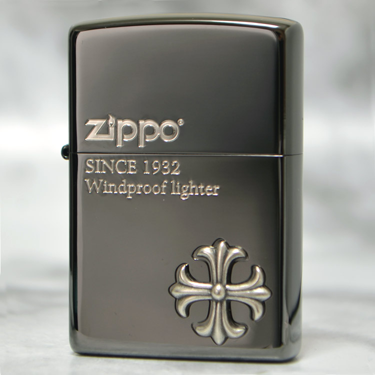 クロスメタル 2cm 2 ブラックニッケル 喫煙具 Zippo ジッポー オイルライター おしゃれ クール ワンポイント シンプル Metal 黒 Cross 人気商品