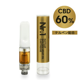 【メール便対応】 NATUuR - CBD 60% Golden Hemp Oil Cartridge 0.5ml テルペン配合 CBDカートリッジ
