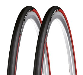 ●【1本or2本】 MICHELIN(ミシュラン) LITHION 3(リチオン／リシオン) 700×25C(25-622) クリンチャータイヤ WO レッド【北海道・沖縄・離島地域 配送不可】