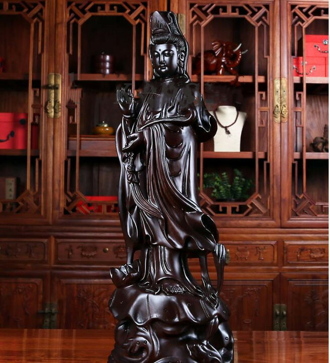 楽天市場】新入荷 木彫仏像 仏教美術 精密細工 木彫り 黒檀木 観音菩薩 