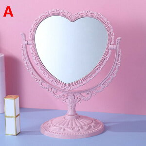 アンティーク風 卓上ミラー ハート型&楕円型 かわいい メイクミラー 回転式 鏡 ピンク ホワイト おしゃれ ドレッサーミラー 化粧鏡 収納 インテリア 雑貨 卓上スタンドミラー プレゼント