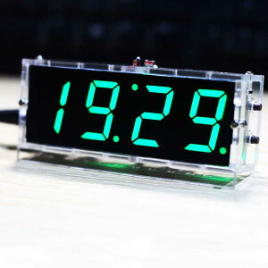 コンパクト DIY デジタル LED クロック キット 4桁 ライトコントロール 温度 日時 表示 透明ケース 時計 光制御 日付 時間 屋内 屋外用