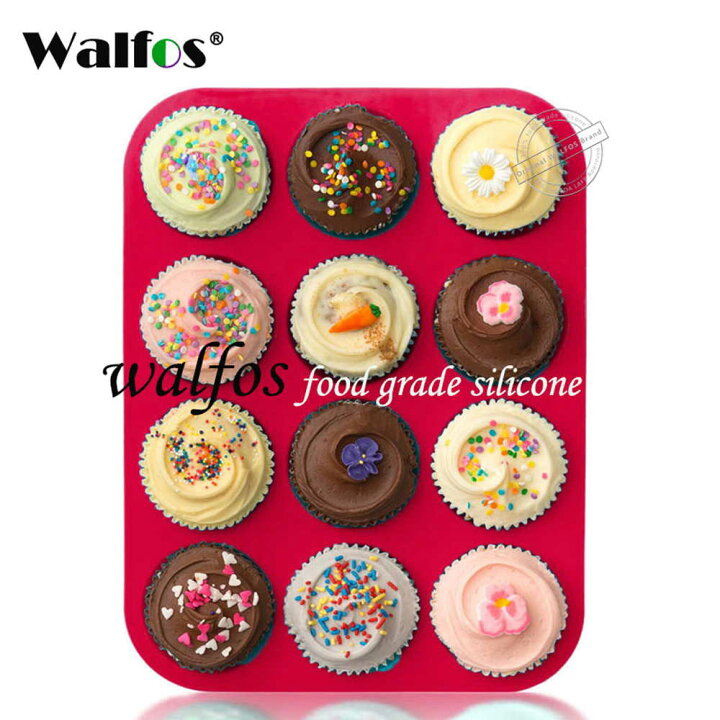 楽天市場 Walfos 12カップ マフィン シリコン ベーキング モールド 100 食品グレード パン カップケーキ ノンスティック ラウンド ミニマフィン シリコーン Zmart 楽天市場店