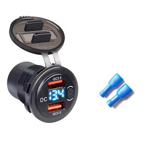 zmart USB �ԗp USB �[�d�\�P�b�g 12V / 24V �f���A�� USB�R���Z���g PD3.0 �� QC3. 0�ԗp�\�P�b�g LED �d���v �I��/�I�t �X�C�b�` �{�^�� �ԍڏ[�d�� PD3.0 QC3.0 �f���A��USB 12V�Ή� 24V�Ή� �J�[�`���[�W���[
