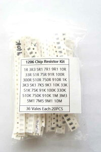 zmart 36 �l�e 20 �� = 720 �� 1206 SMD ��R �� �L�b�g 1/4W 0.25W 5% 1 �I�[�� ~ 10 Mohm �R���|�[�l���g DIY �L�b�g 1R 3.3R 5.1R 1K 10K 100K 1M 10M