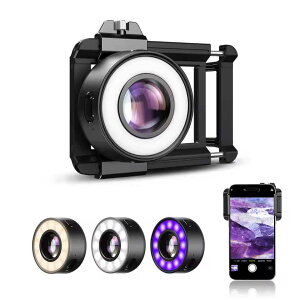 zmart APEXEL 120�{ �|�[�^�u�� �g�ѓd�b�p ������ �����Y �A�C�J�b�v �Ɩ��t�� LED���C�g iPhone�Ή� Android �X�}�[�g�t�H�� ���j�o�[�T���N���b�v�t�� �X�}�z������ �X�}�z�p�}�C�N�������Y �g�у}