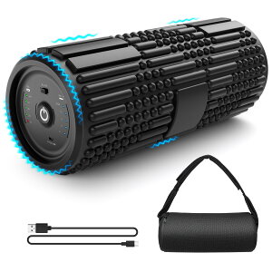 フォームローラー 電動 【意匠権取得】 パワフル振動 筋膜リリース 【4000mAh大容量電池】 筋膜ローラー 振動 ヨガポール 4種類の凹凸 収納袋付 足 首 ストレッチ スポーツ トレーニング 器具