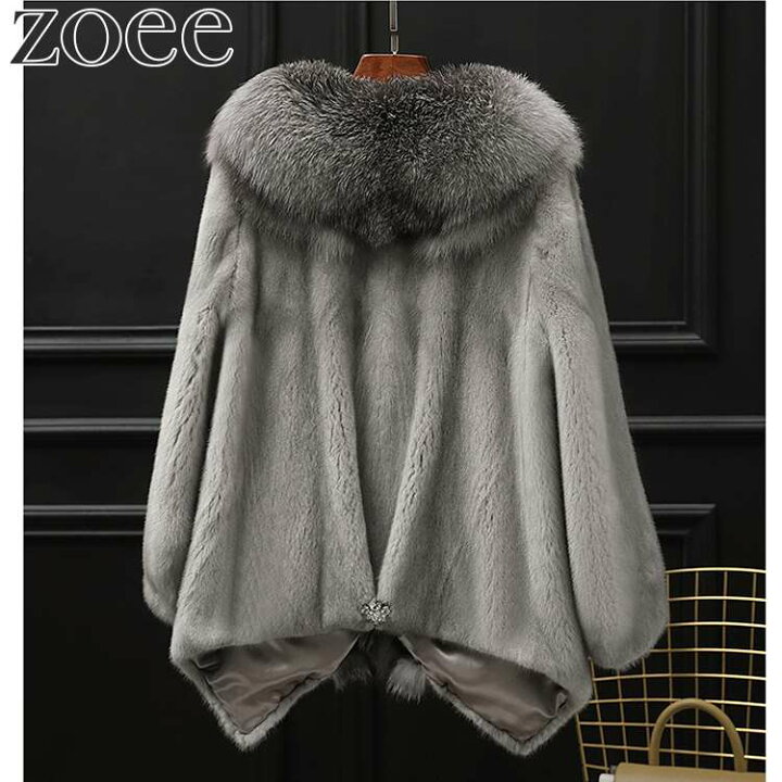 楽天市場】ミンクファージャケット 七分袖 フォックスファー付き 高級  