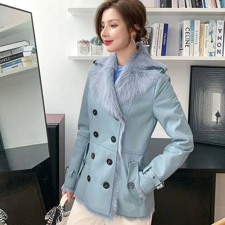 楽天市場】Wフェイス ラムムートンコートジャケット ショート丈 ベルト 