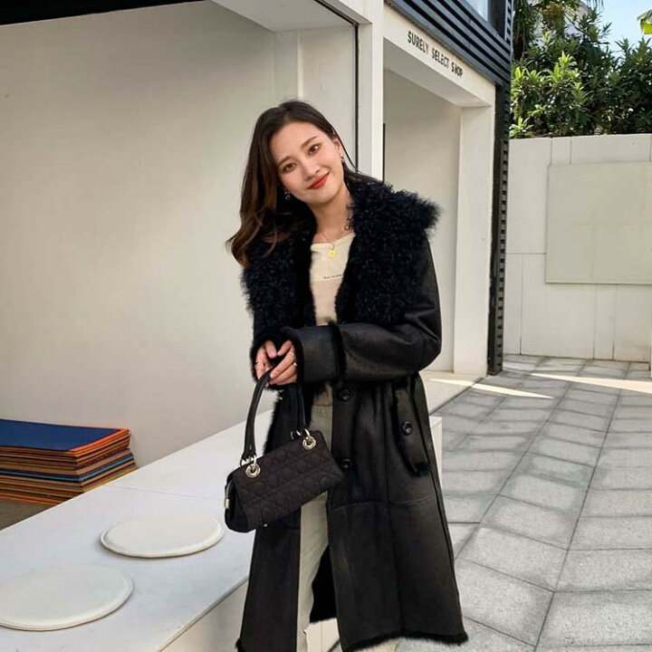 楽天市場】巻きラムファー襟 Wフェイス ラビットファームートン ベルト  