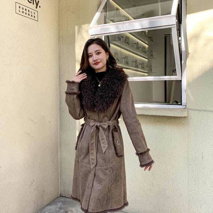 楽天市場】巻きラムファー襟 Wフェイス ラビットファームートン ベルト  