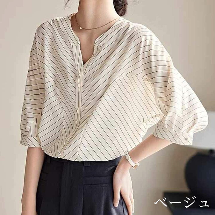 楽天市場】【2024春夏新作】カギネック Vネック シャツ ブラウス 