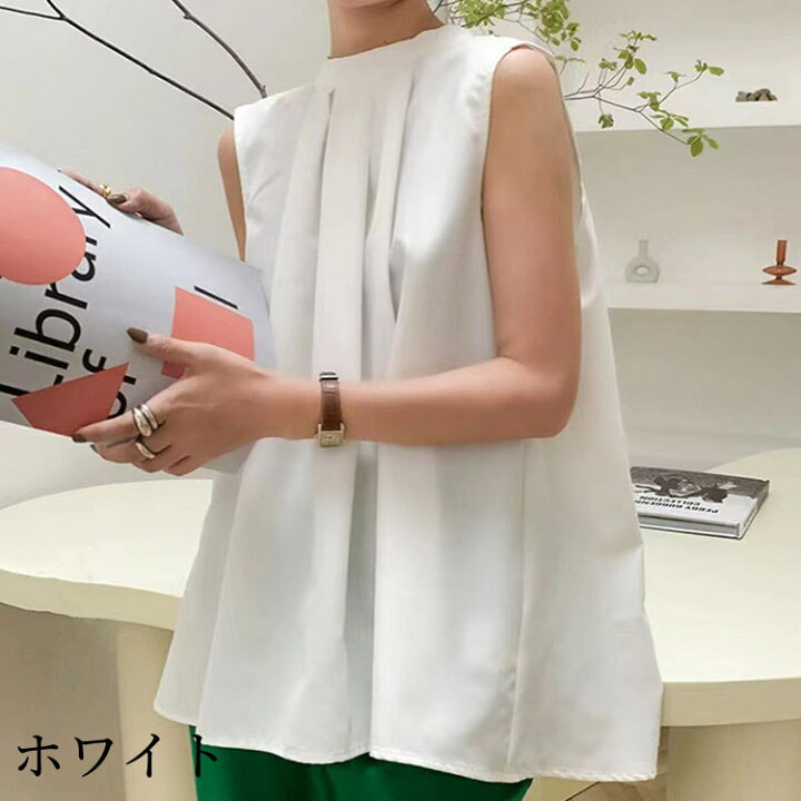 楽天市場】ノースリーブ シャツ ブラウス カットソー バックリボン A  