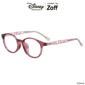 ≪楽天スーパーセール限定！エントリーで最大100％ポイントバック≫|ボストン型 メガネ（ピンク） Disney Collection created by Zoff “Mickey & Friends” Minnie Mouse モデル 眼鏡 伊達メガネ レンズ交換 軽量 ディズニー レトロ 可愛い キッズサイズ 子供用 お揃いコ|