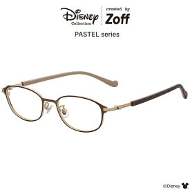 |ウェリントン型 メガネ（ブラウン） Disney Collection created by Zoff PASTEL series Mickey Minnie ミッキーマウス ミニーマウス ディズニー 眼鏡 検眼調整 伊達メガネ レンズ交換 ズレ防止 レディース zoff_dtk メガネフレーム【ZC242003-43E1】【51□18-142】|
