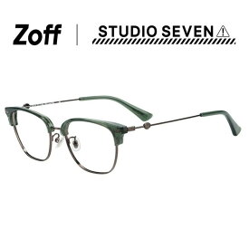 ≪本日限定！エントリーで最大100％ポイントバック≫|Zoff STUDIO SEVEN ウェリントン型 メガネ (グリーン(クリア)) スタジオセブン プラスチック×メタル 眼鏡 検眼調整 伊達めがね 度付き 度あり 度なし レディース メンズ ユニセックス おしゃれ【ZF251005-61A1・ZF25|