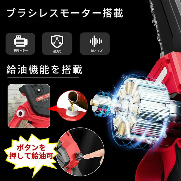 楽天市場】チェーンソー 充電式 8インチ 21V ブラシレスモーター 電動 