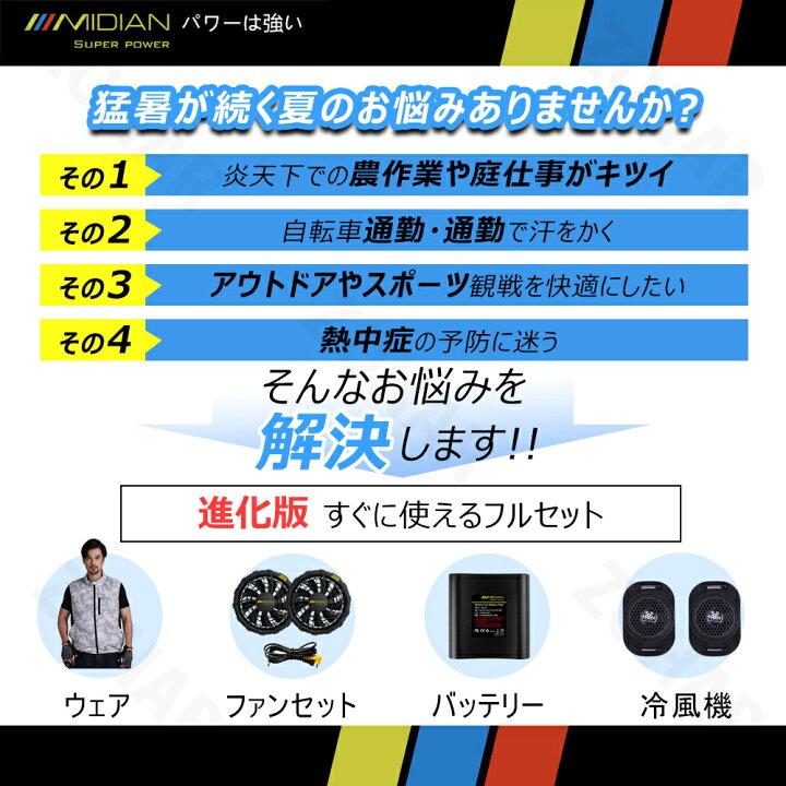 楽天市場】【楽天1位】MIDIAN 空調ウェア 空調ベスト ペルチェ冷却服 