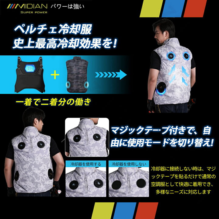 楽天市場】【楽天1位】MIDIAN 空調ウェア 空調ベスト ペルチェ冷却服 
