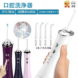 口腔洗浄器 ジェット 口腔洗浄機 口内洗浄器 歯 洗浄 歯間 ジェット 口臭 歯周ポケット USB充電 コードレス 歯垢 携帯 ポータブル IPX7防水 日本語取扱説明書付