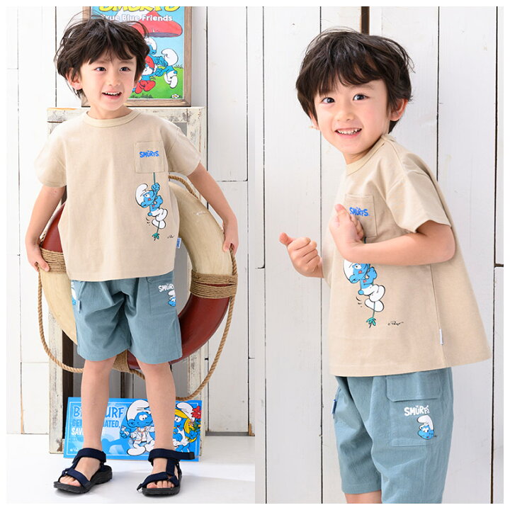 子供服 トップス スマーフ 綿100 プリント 半袖 Tシャツ 80 90 95 100 110 1 130 Sumrfs キッズ ベビー 男の子 女の子 かわいい アニメ キャラクター 柔らかな質感の
