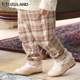 【21%OFF】 ガールズ ロングパンツ チェック 総柄 ミニ裏毛 ガールズ 女の子 キッズ ベビー【 UZULAND ウズランド 】 ガーリー カジュアル 10分丈 スウェットパンツ 伸縮 ポケット付 くすみ ハート ピンク アイボリー 秋物 80cm 90cm 95cm 100cm 110cm 120cm 130cm