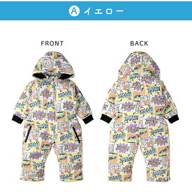 キッズ ベビー ジャンプスーツ 中綿入り 撥水加工 男の子 女の子 GrinLab グリンラボ スプレー ペイント風 アメコミ風 ストリート 総柄 フード付き スノーウェア スキーウェア スノーコンビ スノースーツ つなぎ 防寒 雪遊び 冬 80 90 95 100 110 120
