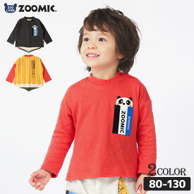 【10%OFF】 ロンT キッズ ベビー 長袖 Tシャツ 長そで tシャツ トップス キャラクター 男の子 女の子 ( 80-130cm )【 ZOOMIC ズーミック 】 ボーイズ ガールズ 子供服 文具 くま 切替 バックプリント かわいい 春物 80cm 90cm 95cm 100cm 110cm 120cm 130cm