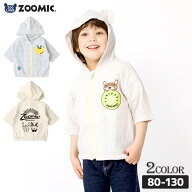 【17%OFF】 キッズ 半袖パーカー ジップパーカー バックプリント チェック 総柄 男の子 女の子 レトロポ…