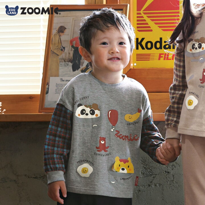 楽天市場】【10%OFF】 キッズ ロンT 長袖 Tシャツ 袖切替 チェック 袖 