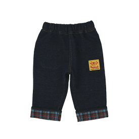 【~10%OFF】 キッズ 7分丈パンツ 男の子 女の子 ニットデニム ポケット付き チェック 折り曲げパンツ【 ZOOMIC ズーミック 】 ベビー ストレッチ 伸縮 アニマル くま パンダ オムライス カレーライス 食べ物 キャラクター 80cm 90cm 95cm 100cm 110cm 120cm 130cm