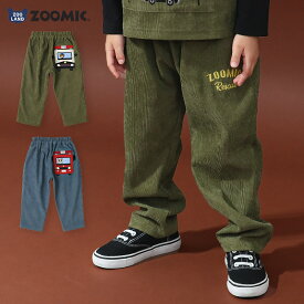 【~10%OFF】 キッズ 10分丈パンツ コーデュロイパンツ 男の子 女の子 起毛なし ZOOMIC ズーミック ベビー ストレッチ ズボン ボトムス 伸縮 ウエストゴム アニマル 動物 パトカー 消防車 働く車 刺繍 くるま くま キャラクター 男児 女児 ブルー 80 90 95 100 110 120 130