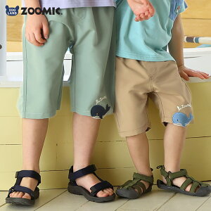 【~25%OFF】 キッズ 5分丈パンツ ハーフパンツ 男の子 女の子 サッカー生地 涼しい 清涼 【ZOOMIC ズーミック】 ベビー ストレッチ ズボン ボトムス 伸縮 ウエストゴム アニマル 動物 クジラ くじ