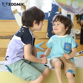 【19%OFF】 キッズ Tシャツ 半袖 ポケT くじら クジラ アニマル 動物 くま 男の子 女の子【ZOOMIC ズーミック】 ベビー トップス カットソー 胸ポケット 肩ボタン 天竺 プリント バックプリント キャラクター 海 生き物 クマ 子ども 80 90 95 100 110 120 130