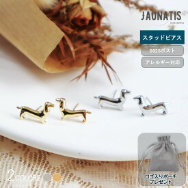 ピアス ダックスフンド スタッドピアス ワンちゃん 両耳 メンズ レディース ユニセックス 犬 アニマル 動物 ゴールド シルバー 真鍮 S925ポスト アレルギー対応 かわいい おしゃれ